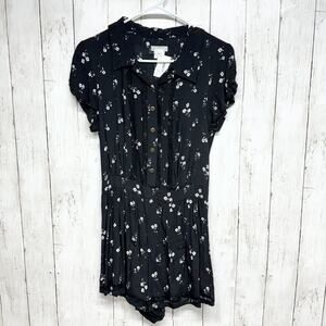 Urban Outfitters Romper Women Size S Black Floral Cap Sleeve Summer Casual